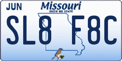 MO license plate SL8F8C