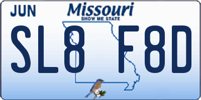 MO license plate SL8F8D