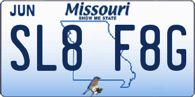 MO license plate SL8F8G