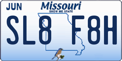 MO license plate SL8F8H