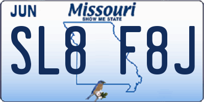 MO license plate SL8F8J