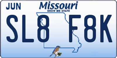 MO license plate SL8F8K
