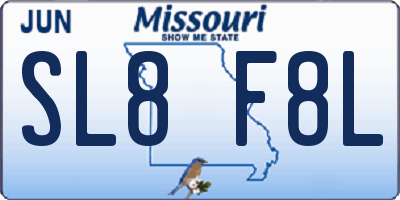 MO license plate SL8F8L