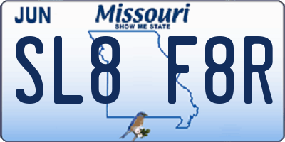 MO license plate SL8F8R
