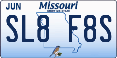 MO license plate SL8F8S