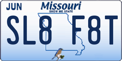 MO license plate SL8F8T