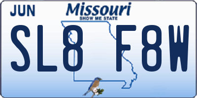 MO license plate SL8F8W