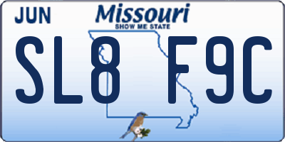 MO license plate SL8F9C