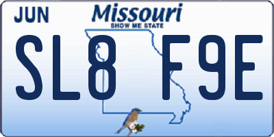 MO license plate SL8F9E