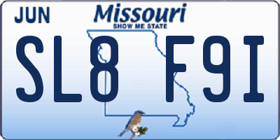 MO license plate SL8F9I