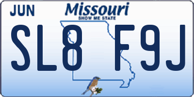 MO license plate SL8F9J