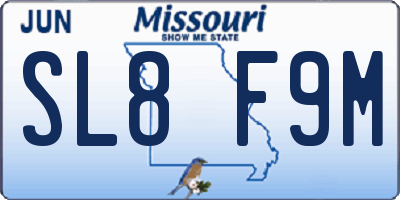 MO license plate SL8F9M