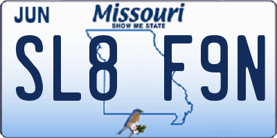 MO license plate SL8F9N