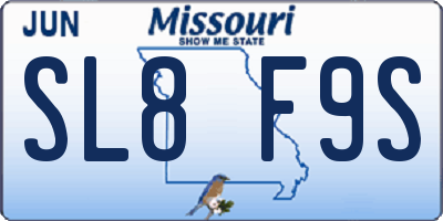 MO license plate SL8F9S