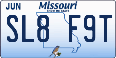 MO license plate SL8F9T