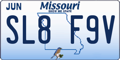 MO license plate SL8F9V