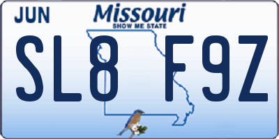 MO license plate SL8F9Z