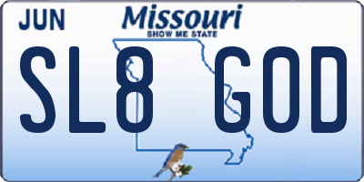 MO license plate SL8G0D