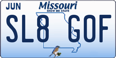 MO license plate SL8G0F