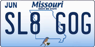 MO license plate SL8G0G