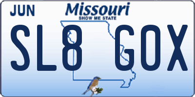 MO license plate SL8G0X
