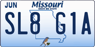 MO license plate SL8G1A