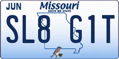 MO license plate SL8G1T