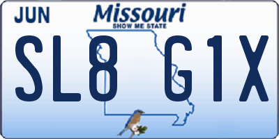 MO license plate SL8G1X