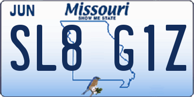 MO license plate SL8G1Z