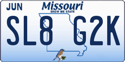 MO license plate SL8G2K