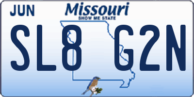 MO license plate SL8G2N