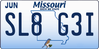 MO license plate SL8G3I