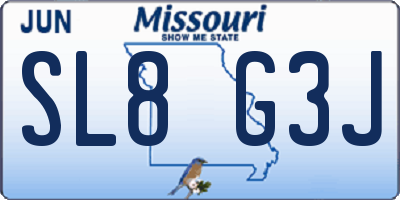 MO license plate SL8G3J