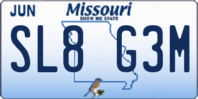 MO license plate SL8G3M