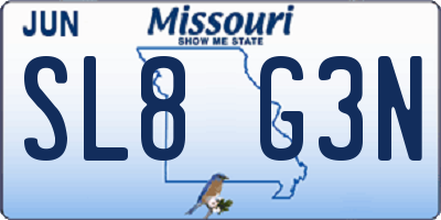 MO license plate SL8G3N