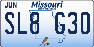 MO license plate SL8G3O