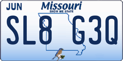 MO license plate SL8G3Q