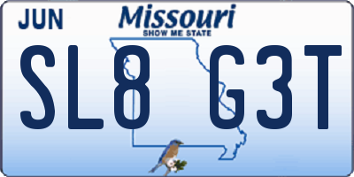 MO license plate SL8G3T