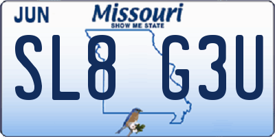 MO license plate SL8G3U