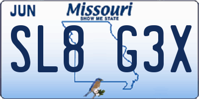 MO license plate SL8G3X