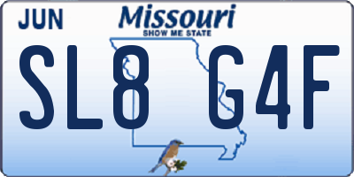 MO license plate SL8G4F