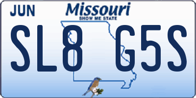 MO license plate SL8G5S