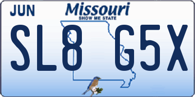 MO license plate SL8G5X