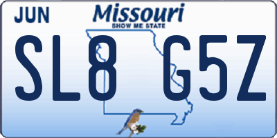 MO license plate SL8G5Z