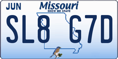 MO license plate SL8G7D