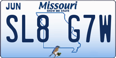 MO license plate SL8G7W