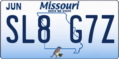 MO license plate SL8G7Z