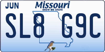 MO license plate SL8G9C