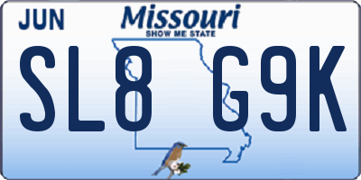 MO license plate SL8G9K