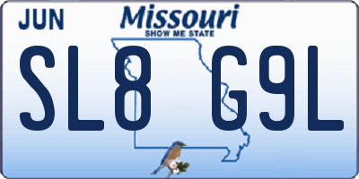 MO license plate SL8G9L